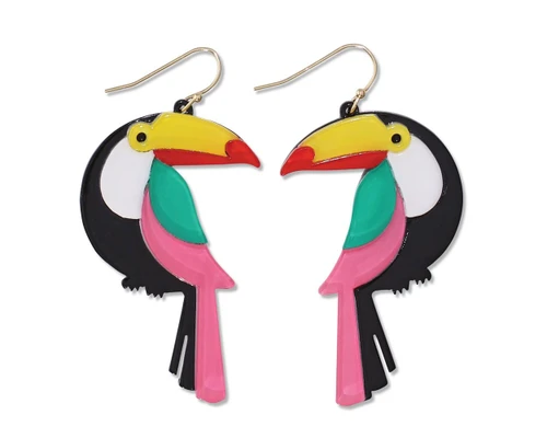 Periwinkle Colorful Toucan Birds Acrylic Earrings
