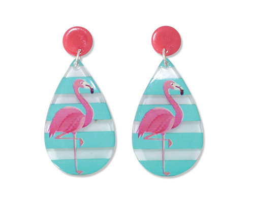 Perler Beads Dangles Hypoallergenic Earrings for Sensitive Ears Made with Plastic Posts Flamingo