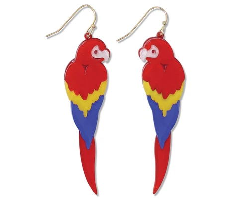 Periwinkle Red Parrot Acrylic Earrings