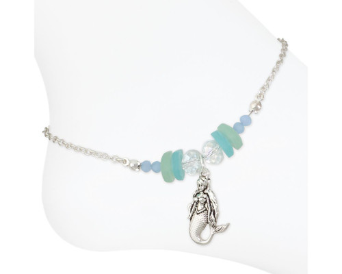 Multi Sea Glass Flamingo Anklet Ankle Bracelet