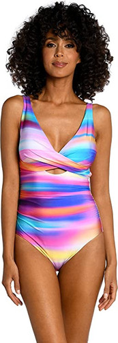 La Blanca Sunset Shores Keyhole Cross Front One Piece Swimsuit