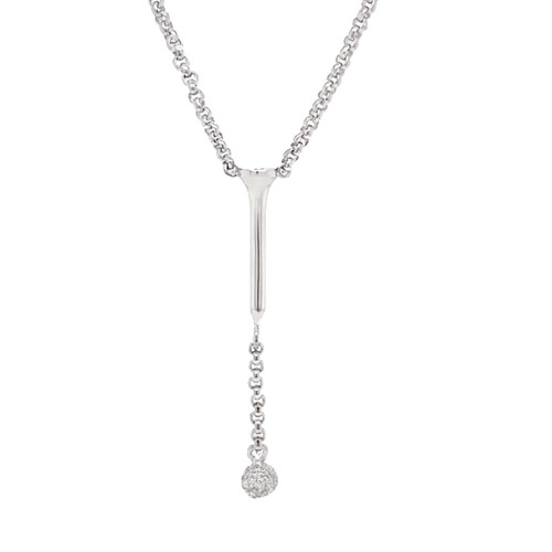 NAU-T Girl Smoked Golf Tee Lariat Silver Necklace