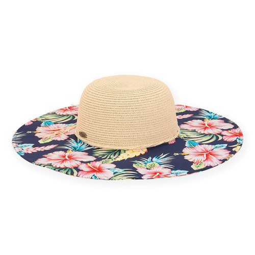 Sun N Sand Caribbean Joe Tropical Pink Flowers Wide Brimmed Hat