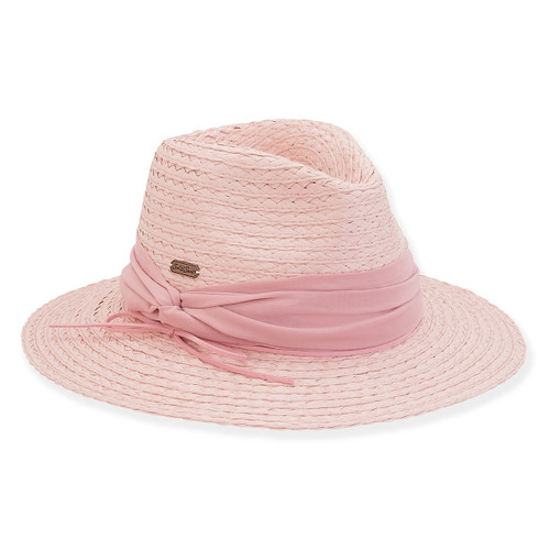 Sun N Sand Chiffon Trimmed Straw Safari Hat