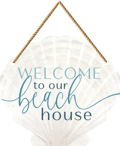 Welcome To Our Beach House Shell Shaped Wall Decor Sign Welcome To Our Beach House Shell Shaped Wall Decor Sign
