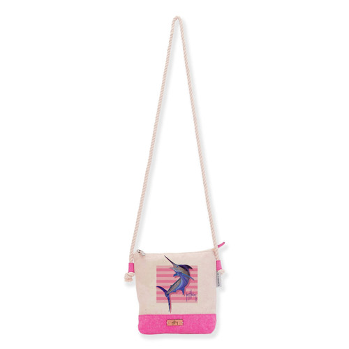 Sun N Sand Guy Harvey Marlin Fish Pink Crossbody Bag