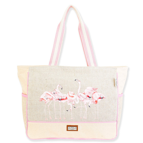 Sun N Sand Artistic Flamingos Canvas Tote Bag