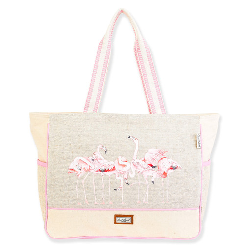 Sun N Sand Artistic Flamingos Canvas Tote Bag