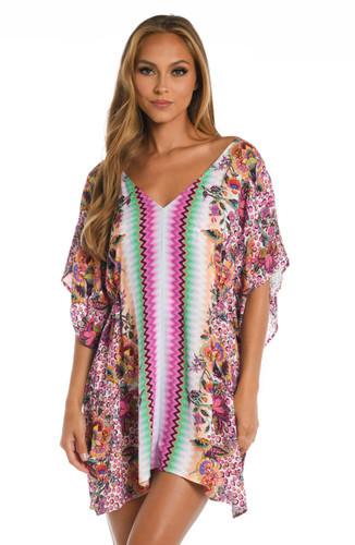 Sunshine 79 Flora Festival V-Neck Caftan Swim Cover-Up