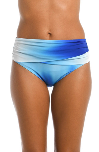 La Blanca Ocean Oasis Sapphire Blue Mid-Waist Sash Band Swim Bottoms