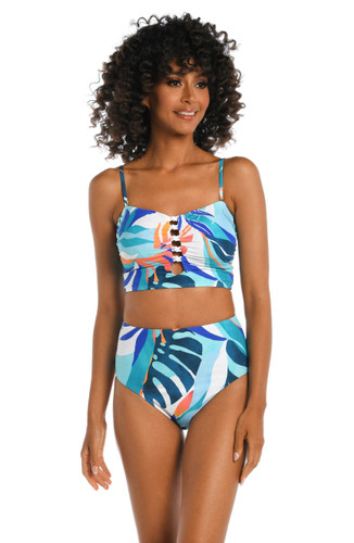 La Blanca Coastal Palms Bandeau Midkini Swim Top