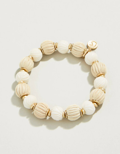 Spartina 449 Summer House Straw and Carved Bone Stretch Bracelet