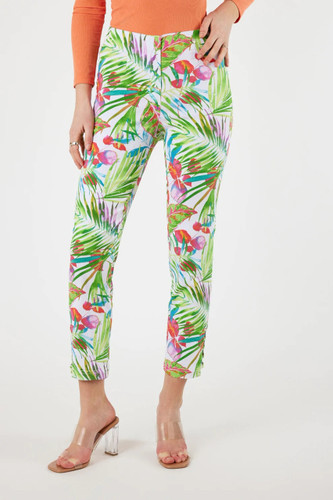Robell 09 Lena Tropical Palm Leaves Print Pant