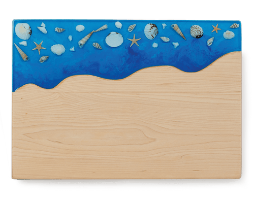 Oak & Olive Sanibel Island Beach Ocean Sea Shell Inlay Wood Serving Board  