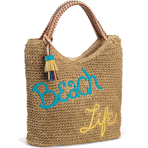 Brighton Beach Life Weaved Rattan Tote Bag Purse