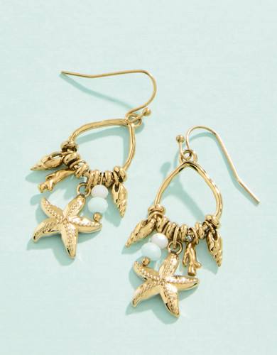 Spartina 449 Gold Starfish Dangle Charm Earrings  