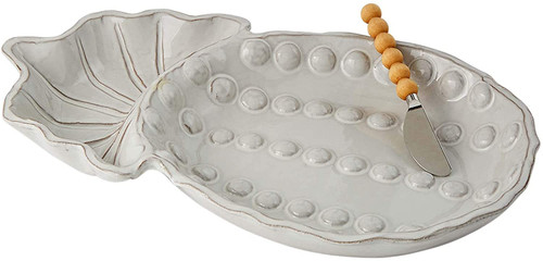 Mud Pie Ivory White Pineapple Chip and Dip Bowl Set