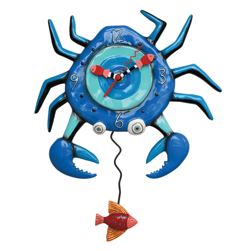 Allen Designs Blue Crab Whimsical Pendulum Wall Clock