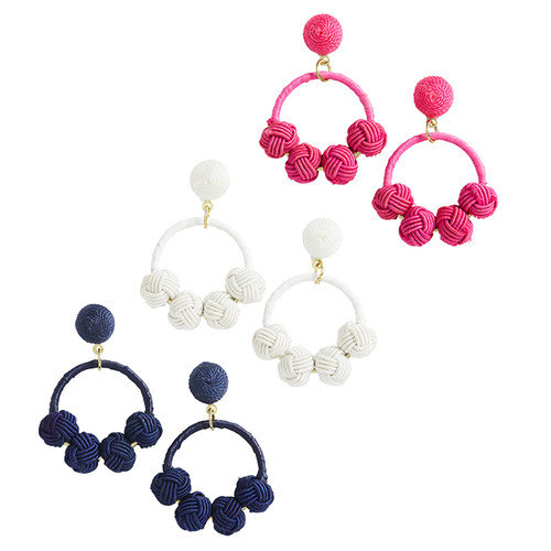 Mud Pie Knotted Ball Hoop Earrings