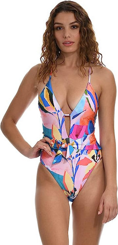 Sunshine 79 Feelin Fine Floral V-Plunge Mio One Piece Swimsuit Sunshine 79 Feelin Fine Floral V-Plunge Mio One Piece Swimsuit