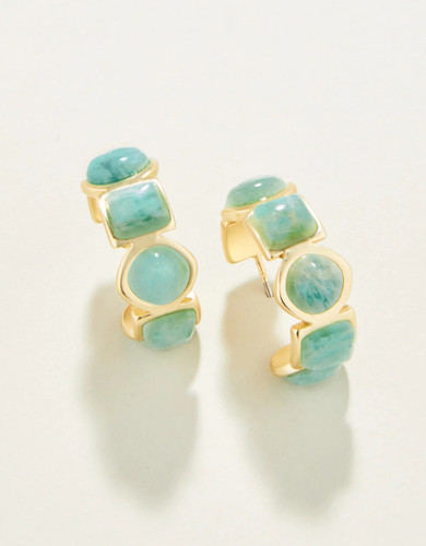 Spartina 449 Maera Amazonite Gold Hoop Earrings