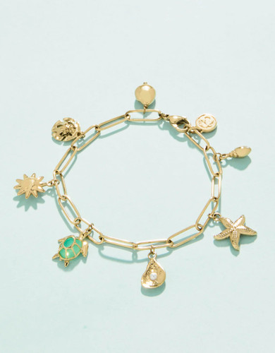 Spartina 449 Seashore Sea Life Gold Charm Link Bracelet