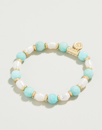 Spartina 449 Amazonite Stones and Pearls Stretch Bracelet