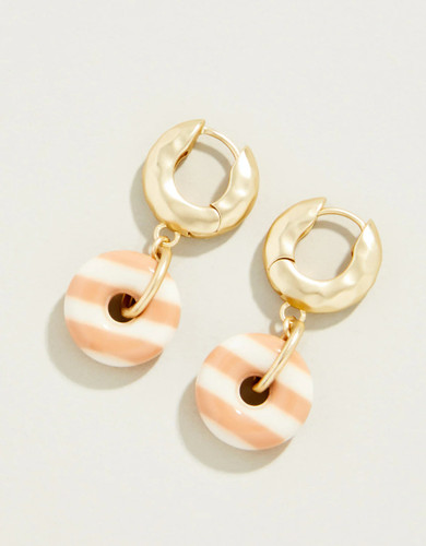 Spartina 449 Ophelia Tan Stripes Gold Dangle Earrings  