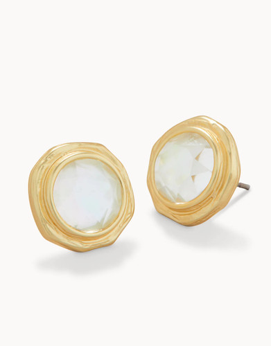 Spartina 449 Sand Bar Mother Of Pearl Gold Stud Earrings