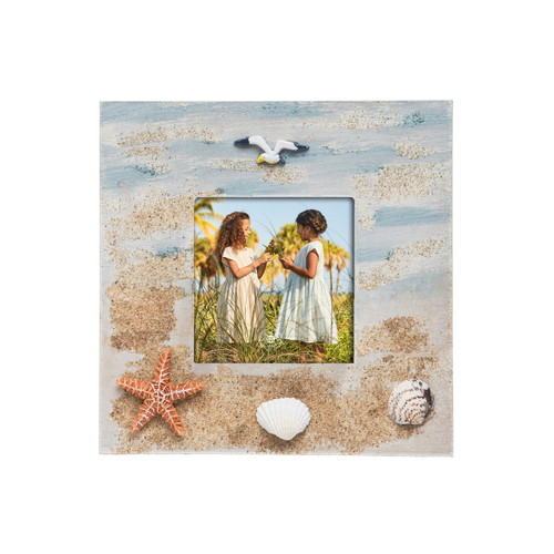 Sandy Beach Tabletop Photo Frame With Seagull Flying Above