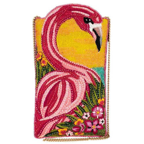 Mary Frances Pink Lagoon Flamingo Touch Screen Phone Pouch Crossbody Purse