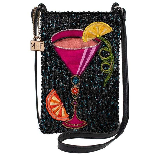 Mary Frances Take A Sip Pink Cocktail Phone Pouch Crossbody Purse