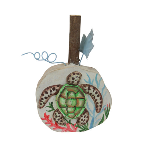 Sea Turtle Celebrate Coastal Fall Wood Pumpkin