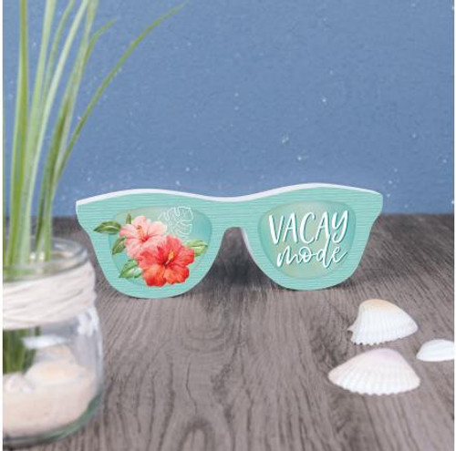Tropical Sunglasses Shaped Vacay Mode Tabletop Sign Tropical Sunglasses Shaped Vacay Mode Tabletop Sign