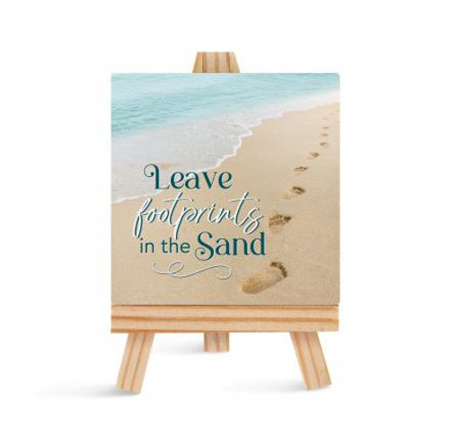 Footprints In The Sand Tabletop Mini Canvas Easel Sign Footprints In The Sand Tabletop Mini Canvas Easel Sign