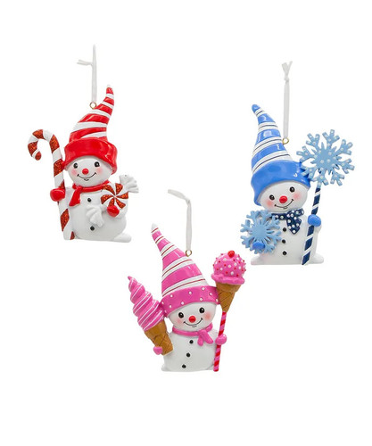 Kurt Adler Jolly Jingles Bright Colored Snowman Ornament