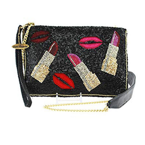 Mary Frances Kiss Me Lips and Lipstick Mini Crossbody Purse