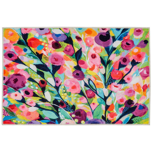 Olivia's Home Flowers Blooming Portrait Ultra Thin Accent Rug
