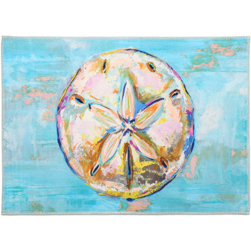 Olivia's Home Multi-Colored Painted Sand Dollar Ultra Thin Accent Rug
