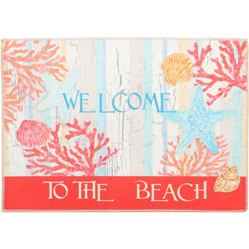 Olivia's Home Welcome To The Beach Ultra Thin Accent Rug
