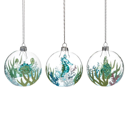 Gallerie II Sea Bottom Glass Sealife Ball Ornament