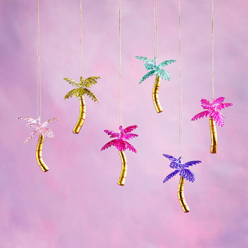 Glitterville Metallic Glass and Gold Palm Tree Ornament Glitterville Metallic Glass and Gold Palm Tree Ornament