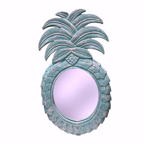 Fancy That Carved Wood Pineapple Wall Mirror Fancy That Carved Wood Pineapple Wall Mirror