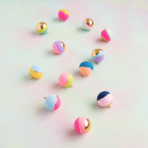 Glitterville Color Couture Gold & Neon Striped Large Ball Ornament