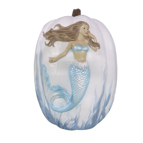 Fancy That Handpainted Craved Wood Mermaid Pumpkin Fancy That Handpainted Craved Wood Mermaid Pumpkin