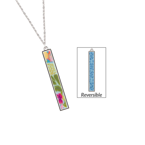 Jilzarah Tahiti Reversible vertical Bar Silver Necklace