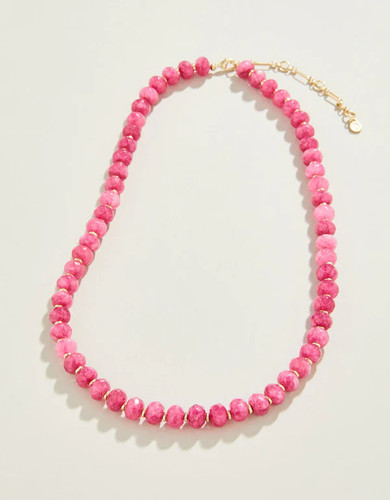 Spartina 449 Pink Oval Stone Beaded Necklace