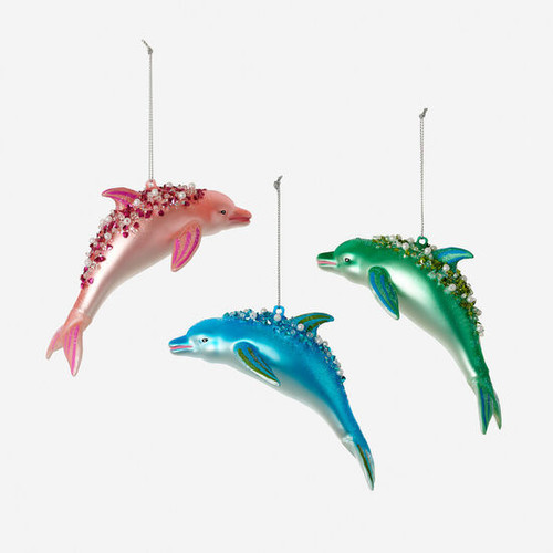 One Hundred 80 Degrees Beaded Backs Colorful Dolphin Ornaments