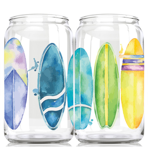 One Brilliant Gift Color Printed Watercolor Surfboards Pint Glass Can One Brilliant Gift Color Printed Watercolor Surfboards Pint Glass Can