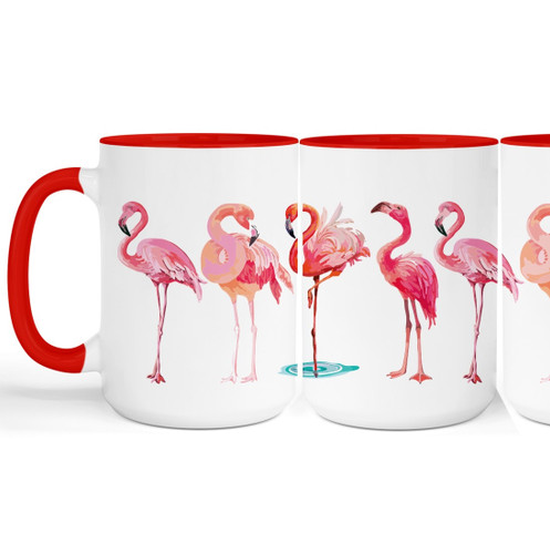 One Brilliant Gift Pink Flamingos Red Ceramic Mug